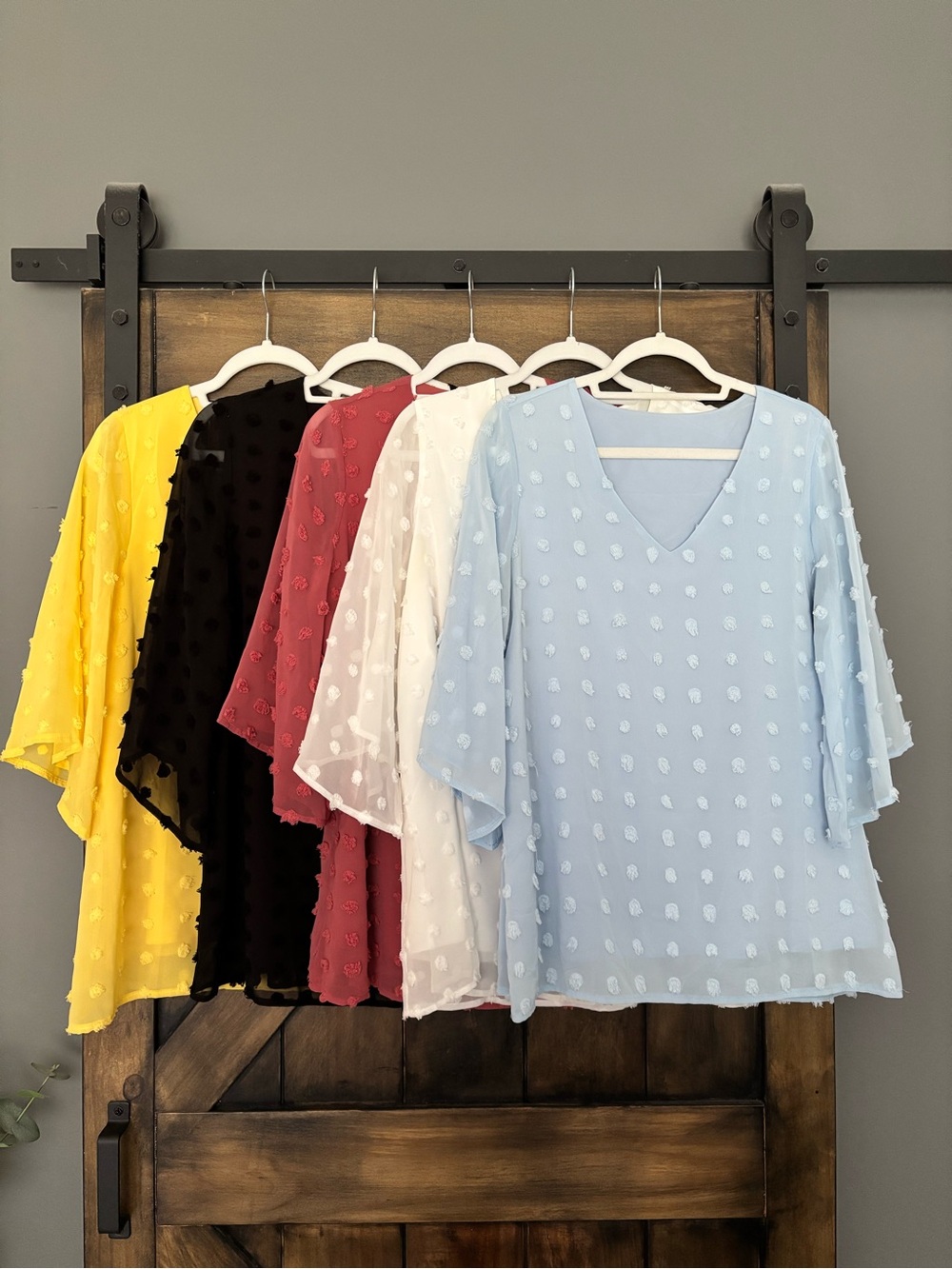 Lot of V-Neck Swiss Dot Blouses